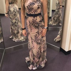 Floral embroidered floor length dress. Never worn!